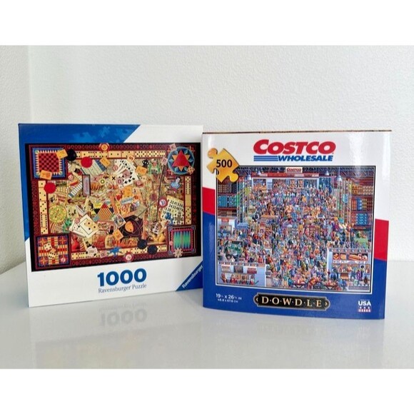 Ravensburger Puzzle Vintage Games 1000 pc Dowdle Costco 500 pc Puzzle Lot of 2 - Picture 1 of 11